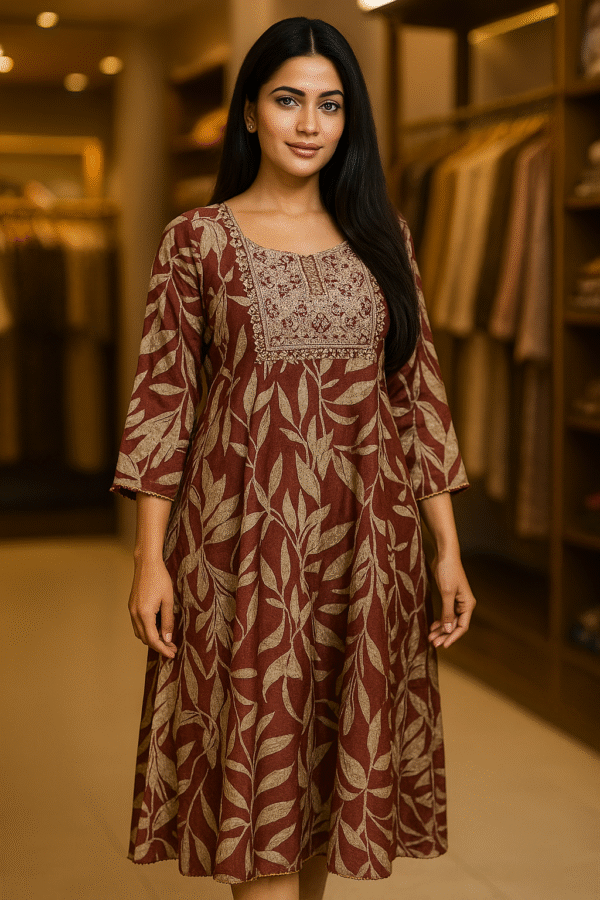 Maroon floral kurti