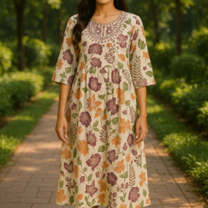 pretty floral cotton anarkali gown