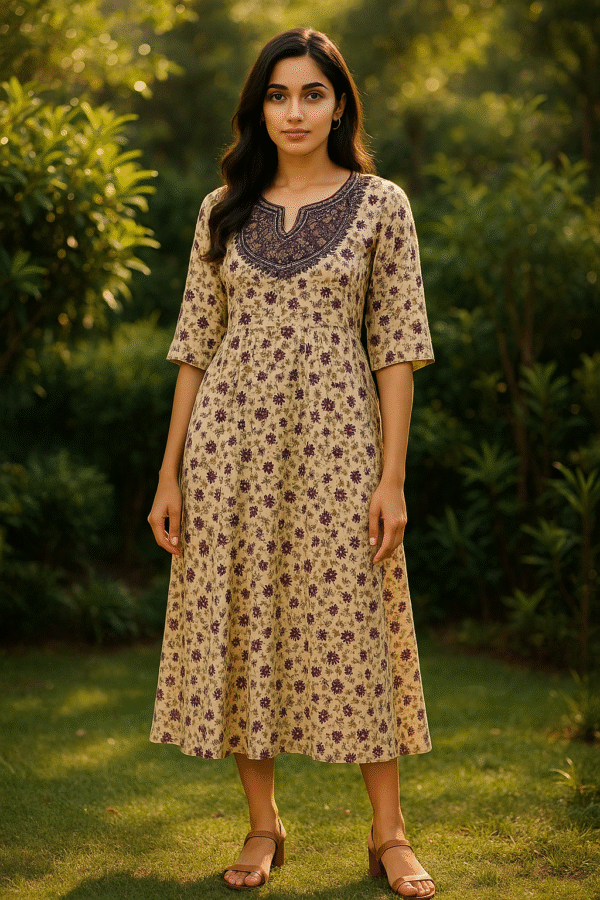 Plus-Size Floral Printed Kurta