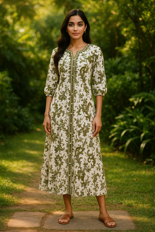 elegant magenta floral anarkali kurti with dupatta