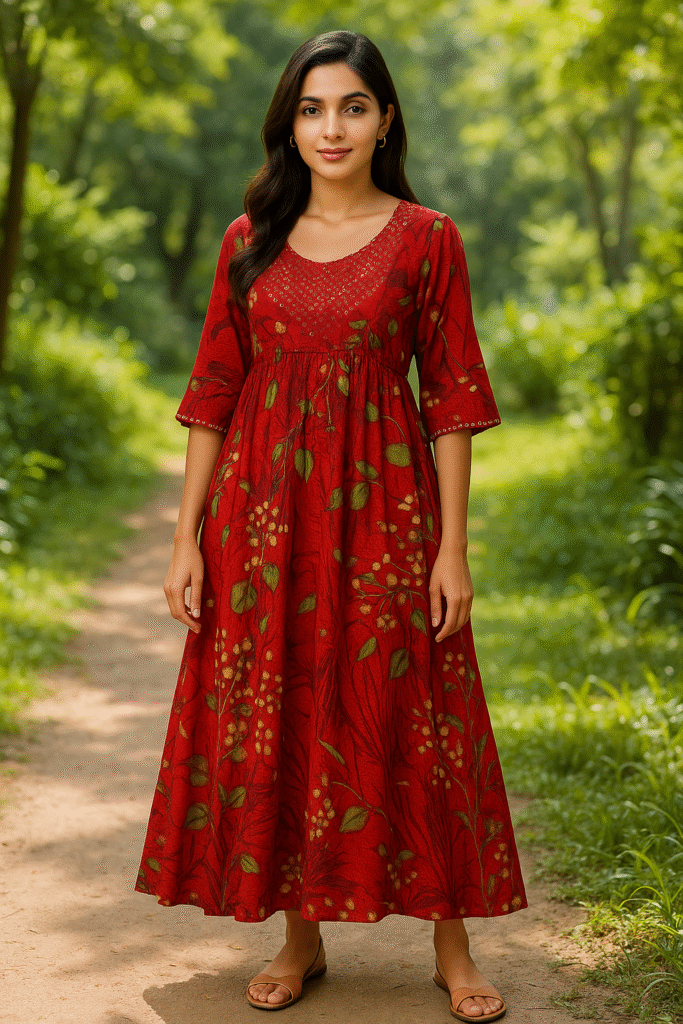 floral print fit & flare kurti