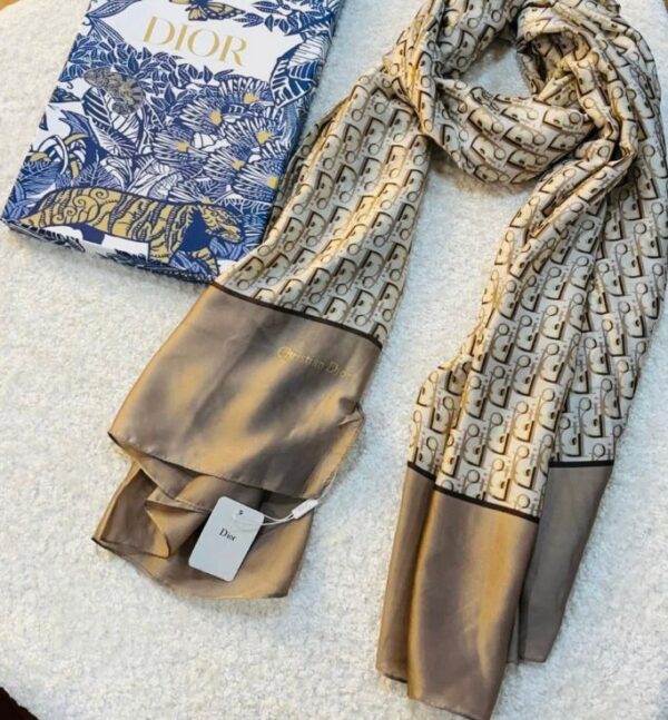 brand printed dior silk scarf