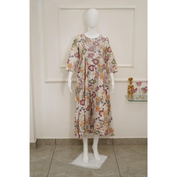 pretty floral cotton anarkali gown