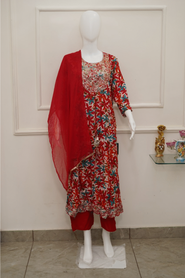 🌸 women’s floral printed cotton kurti set (3 piece)