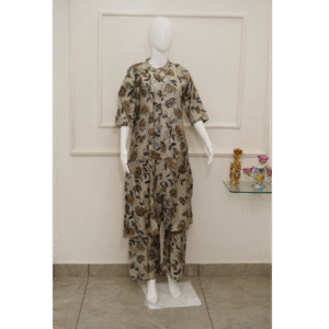 elegant floral print kurti with pant set