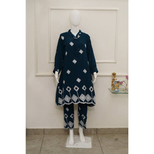 navy blue embroidery co ord set