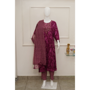 plum purple floral kurti set