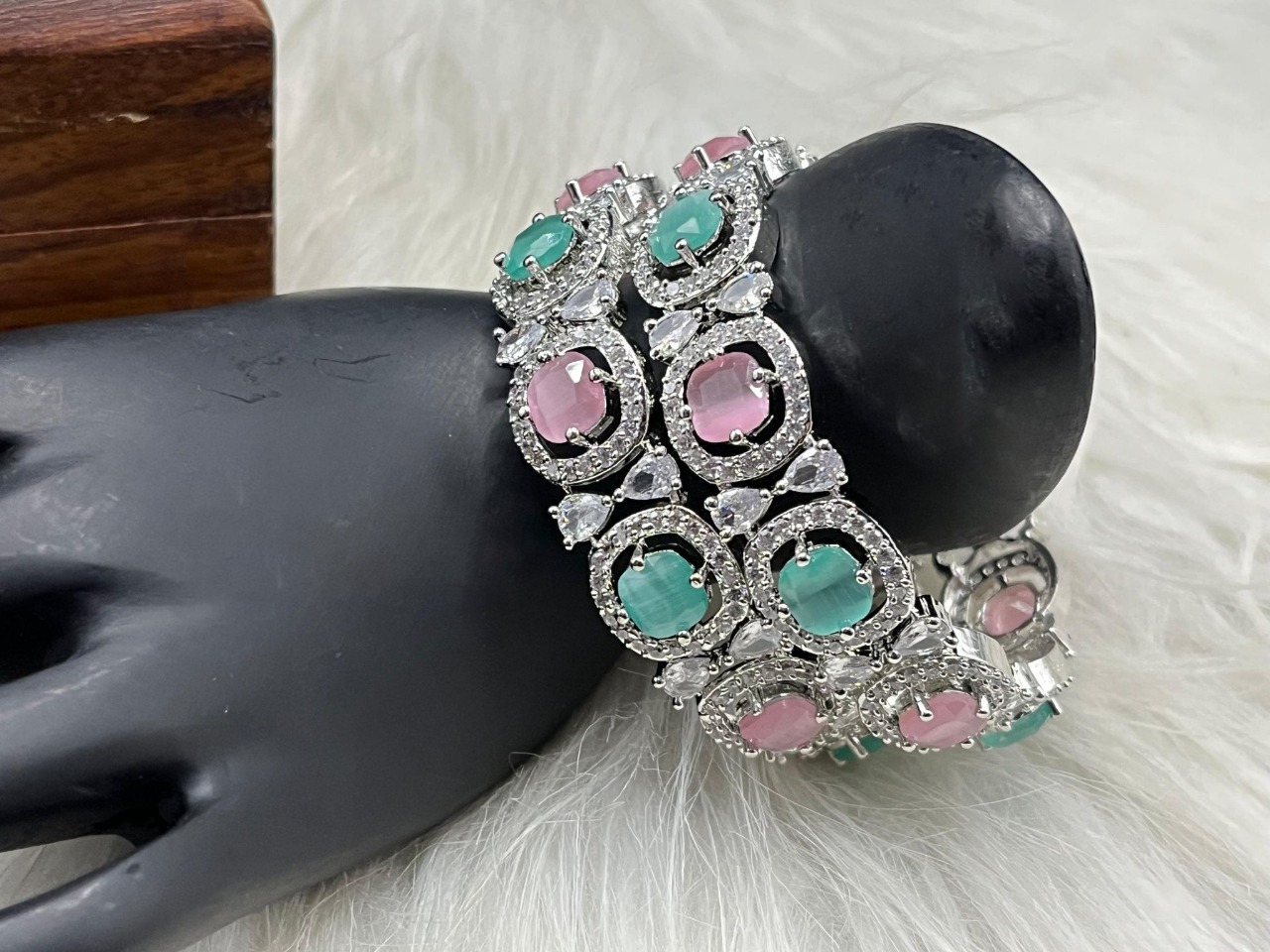 beautiful designer star cut aaa real american diamond and cz bangles