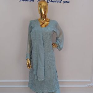 Elegant Chikankari Embroidered 3 Piece Suit Set